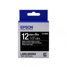Акція на Картридж с лентой Epson LK4BWV принтеров LW-300/400/400VP/700 Vivid White/Black 12mm/9m (C53S654009) від MOYO