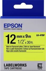 Акция на Картридж с лентой Epson LK4YBF принтеров LW-300/400/400VP/700 Fluorescent Black/Yellow 12mm/9m (C53S654010) от MOYO