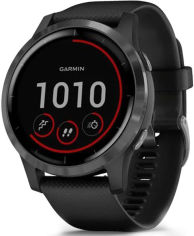 Акция на Garmin Vivoactive 4 Slate Stainless Steel Bezel with Black Case and Silicone Band (010-02174-13) от Stylus