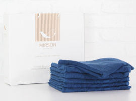 Акція на Набор махровых полотенец 5085 Elite Softness Blueberry Mirson 6 шт в подарочной коробке 50х90 см - 6 шт від Podushka