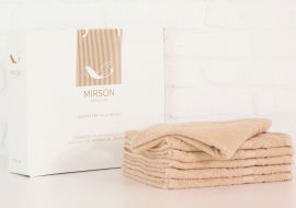 Акція на Набор махровых полотенец 5084 Elite Softness Beige Mirson 6 шт в подарочной коробке 50х90 см - 6 шт від Podushka