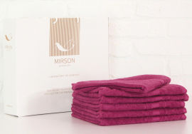 Акція на Набор махровых полотенец 5081 Elite Softness Plum Mirson 6 шт в подарочной коробке 50х90 см - 6 шт від Podushka