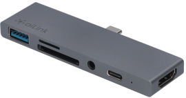 Акция на USB-хаб адаптер Ailink Aluminium USB-C iPad Pro 4K HDMI Hub Card Reader mini jack 3.5 мм Multi Port Space Grey (AI-IPC02_sg) от Rozetka