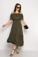 Акция на Однотонное платье со спущенными рукавами 632F014 от Time Of Style
