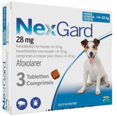 Акция на Таблетки Merial NexGard от блох и клещей для собак Afoxolaner 28.3 мг 1х3 шт. 4-10 кг цена за 1таб от Stylus