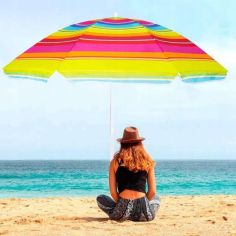 Акция на Зонт пляжный Springos BU0005 складной с регулируемой высотой, садовый зонт от солнца, зонт для кафе 160 см от Allo UA