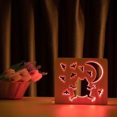 Акция на Светильник ночник ArtEco Light из дерева LED эко ночник Лягушка и сверчки  с пультом и регулировкой цвета, RGB (20419) от Allo UA