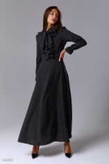 Акція на Чорне плаття максі з воланами від Gepur
