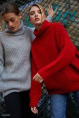 Акция на Базовий об'ємний светр червоного кольору от Gepur