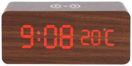 Акция на Настольные часы с беспроводной зарядкой UFT Wood Wireless clock от Rozetka