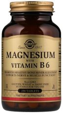 Акція на Solgar Magnesium, with Vitamin B6, 250 Tablets Магний, витамин В6 від Y.UA