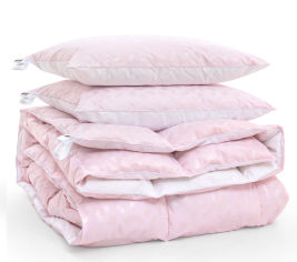 Акция на Набор пуховый 2185 зима-плюс Bio-Pink одеяло и 2 мягкие подушки 70% пуха MirSon 155х215 см от Podushka