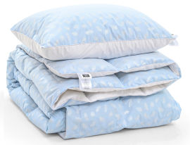 Акция на Набор пуховый 2182 зима-плюс Bio-Blue одеяло и упругая подушка 70% пуха MirSon 172х205 см от Podushka