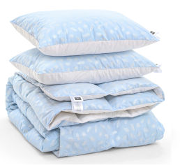 Акция на Набор пуховый 2181 зима-плюс Bio-Blue одеяло и 2 средние подушки 70% пуха MirSon 140х205 см от Podushka