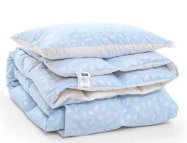 Акция на Набор пуховый 2178 зима-плюс Bio-Blue одеяло и мягкая подушка 70% пуха MirSon 140х205 см от Podushka