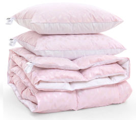 Акція на Набор пуховый 2169 зима-плюс Bio-Pink одеяло и 2 средние подушки 90% пуха MirSon 140х205 см від Podushka