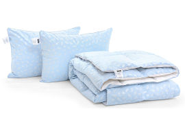 Акция на Набор пуховый зимний 2145 Bio-Blue одеяло и 2 средние подушки 50% пуха MirSon 140х205 см от Podushka