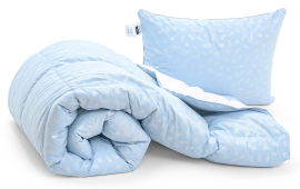 Акція на Набор пуховый зимний 2142 Bio-Blue одеяло и мягкая подушка 50% пуха MirSon 172х205 см від Podushka