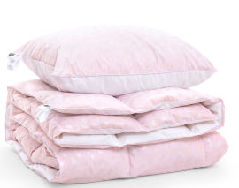 Акция на Набор пуховый зимний 2134 Bio-Pink одеяло и упругая подушка 70% пуха MirSon 140х205 см от Podushka