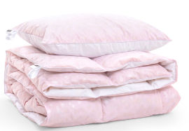 Акция на Набор пуховый зимний 2132 Bio-Pink одеяло и средняя подушка 70% пуха MirSon 172х205 см от Podushka