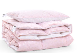 Акция на Набор пуховый зимний 2130 Bio-Pink одеяло и мягкая подушка 70% пуха MirSon 155х215 см от Podushka