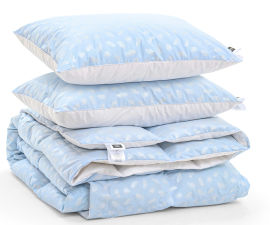 Акция на Набор пуховый зимний 2127 Bio-Blue одеяло и 2 средние подушки 70% пуха MirSon 155х215 см от Podushka