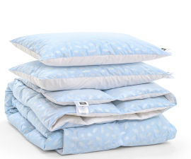 Акция на Набор пуховый зимний 2125 Bio-Blue одеяло и 2 мягкие подушки 70% пуха MirSon 220х240 см от Podushka