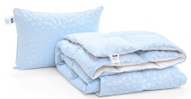 Акция на Набор пуховый зимний 2108 Bio-Blue одеяло и средняя подушка 90% пуха MirSon 140х205 см от Podushka