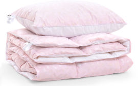 Акция на Набор пуховый демисезонный 1969 Bio-Pink одеяло и упругая подушка 50% пуха MirSon 140х205 см от Podushka