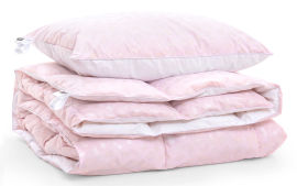 Акция на Набор пуховый демисезонный 1967 Bio-Pink одеяло и средняя подушка 50% пуха MirSon 140х205 см от Podushka