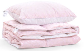 Акция на Набор пуховый летний 1879 Bio-Pink одеяло и упругая подушка 90% пуха MirSon 140х205 см от Podushka