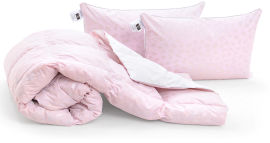 Акция на Набор пуховый летний 1876 Bio-Pink одеяло и 2 мягкие подушки 90% пуха MirSon 172х205 см от Podushka