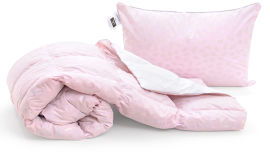 Акція на Набор пуховый летний 1875 Bio-Pink одеяло и мягкая подушка 90% пуха MirSon 220х240 см від Podushka