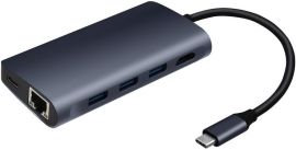 Акція на COTEetCI Adapter USB-C to USB-C+3xUSB+HDMI+RJ45+SD Grey (MB1086) від Stylus