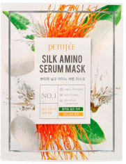 Акція на Petitfee Silk Amino Serum Mask Маска для лица с протеинами шелка 10шт. х 25 g від Stylus