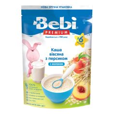 Акція на Каша молочная Bebi Premium Овсяная с персиком 200 г 1020124 ТМ: Bebi Premium від Antoshka