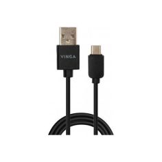Акция на Дата кабель USB 2.0 AM to Type-C 1.0m 3A 22W PVC black Vinga (VCPUSBTC3ABK) от Allo UA