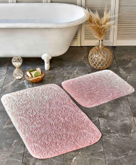 Акція на Набор ковриков в ванную комнату Delora Karaca Home gul kurusu розовый від Podushka