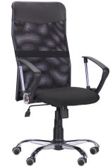 Акція на Кресло Amf Ultra Хром сиденье А-1/спинка Сетка черная, вставка Скаден черный (210149) від Y.UA
