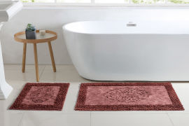 Акція на Набор ковриков для ванной комнаты Tiffany A107214 Arya бордовый від Podushka