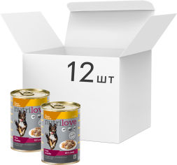 Акция на Упаковка влажного корма Nutrilove для собак c кусочками курицы с пастой в желе 12 шт по 415 г (18595606402598) от Rozetka