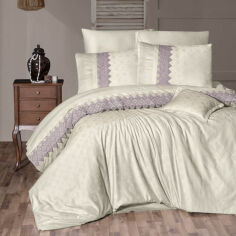 Акція на Постельное белье Latina Lilac VIP Moonlight satin First choice Двуспальный евро комплект від Podushka