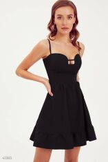 Акция на Чорна сукня міні з оборками от Gepur