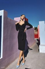 Акция на Чорна сукня міді з рукавами-буфами от Gepur