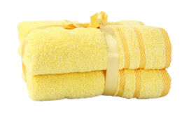 Акция на Набор махровых полотенец Rubin Stripe Izzihome желтый 50х90 см - 2 шт от Podushka