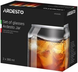 Акція на Набор стаканов Ardesto Jar, 380 мл, 2 шт (AR2638G) від MOYO