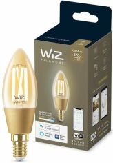Акція на Умная лампа WiZ E14 4.9W (25W 370Lm) C35 2000-5000K филаментная Wi-Fi (929003017701) від MOYO