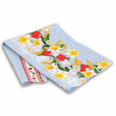 Акція на Вафельное кухонное полотенце Весенние цветы 2 Руно голубое 45х80 см від Podushka