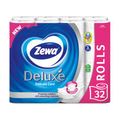 Акція на Туалетний папір Zewa Deluxe білий, 3-шаровий, 150 відривів, 32 рулони від Eva
