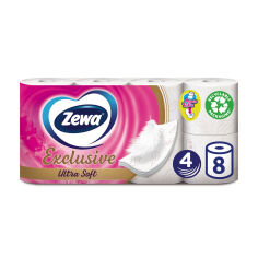 Акция на Туалетний папір Zewa Exclusive Ultra Soft білий, 4-шаровий, 150 відривів, 8 рулонів от Eva